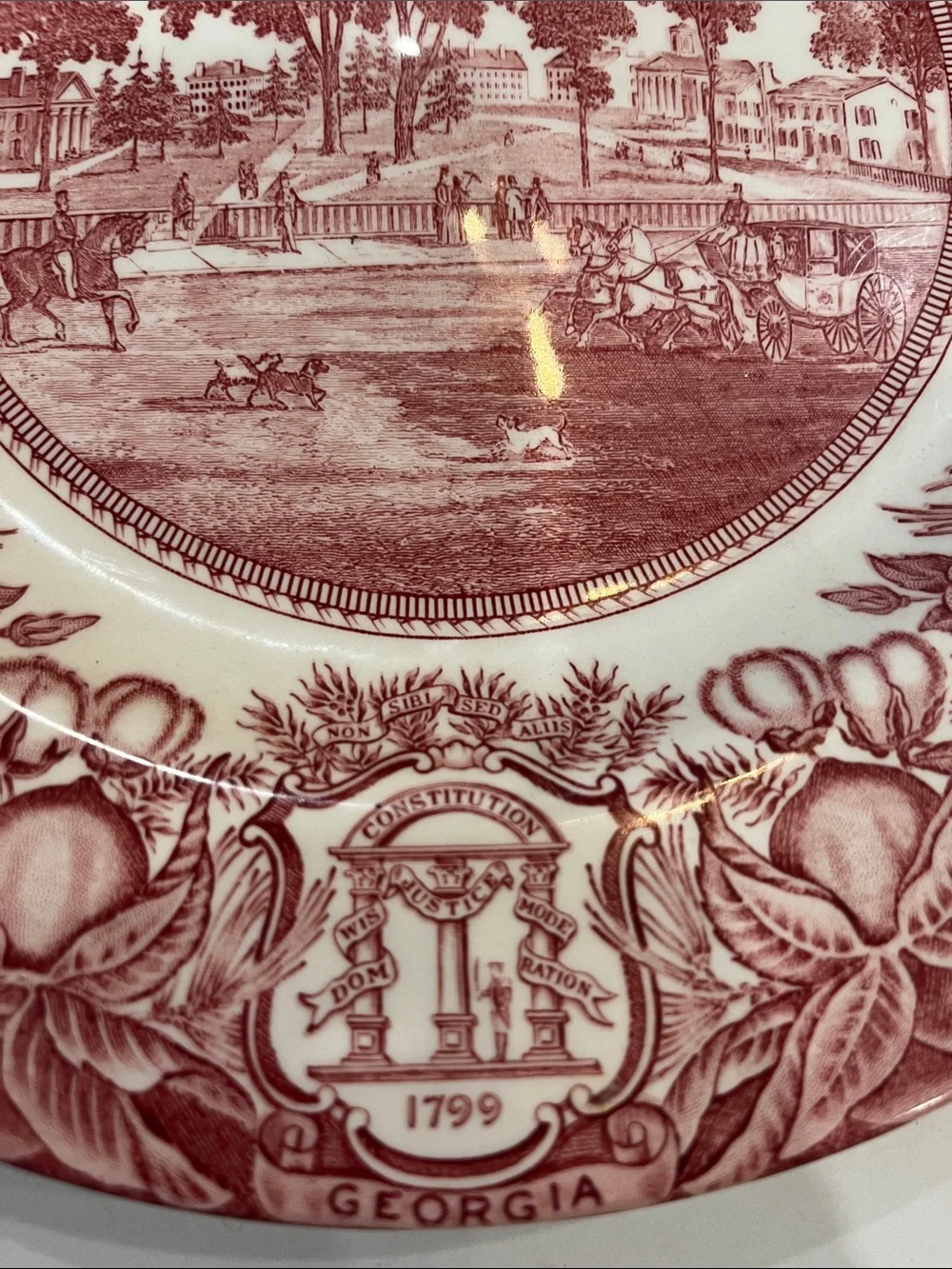 Wedgwood University of Georgia Transferware Plate in Burgundy